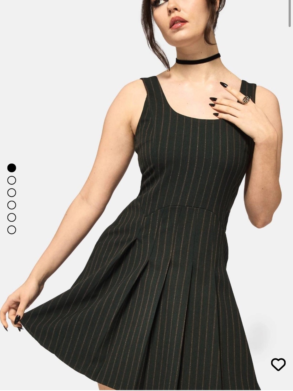 Green Pinstripe pleated dress